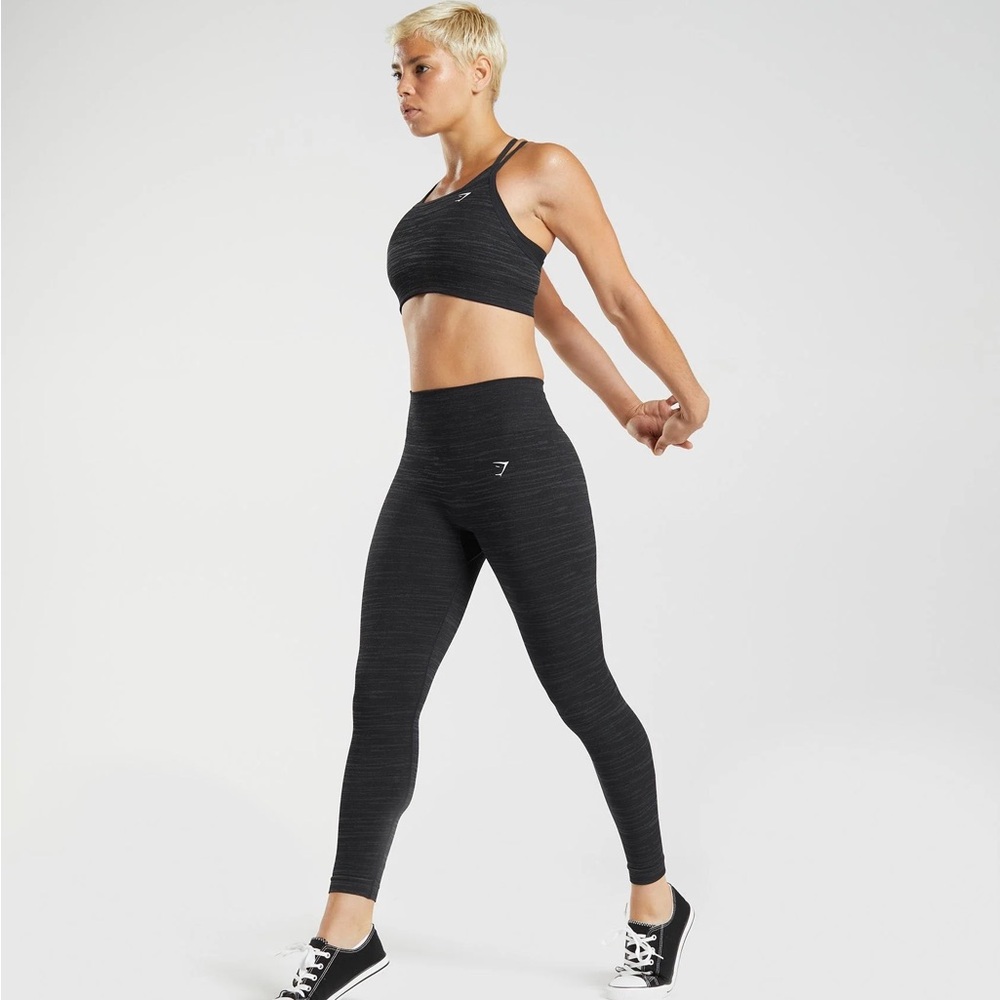 Gymshark Adapt Marl Seamless Leggings - Black/Smokey Grey - Picture 2 of 4